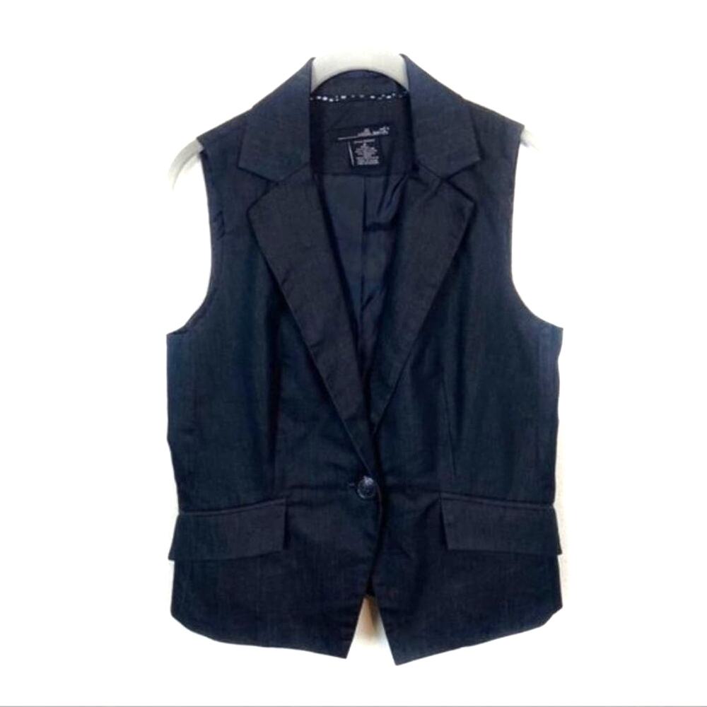 Willi Smith Vest Womens Size Medium M Dark Gray Single Button Fitted Stretch